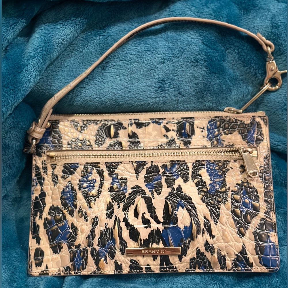 Brahmin wristlet/purse - Blue jaguar